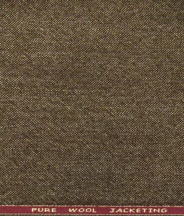 OCM Brown Self Structured 100% Pure Merino Wool Tweed Jacketing & Blazer Fabric (Unstitched - 2 Mtr)