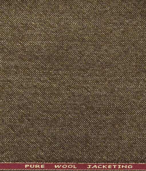OCM Brown Self Structured 100% Pure Merino Wool Tweed Jacketing & Blazer Fabric (Unstitched - 2 Mtr)