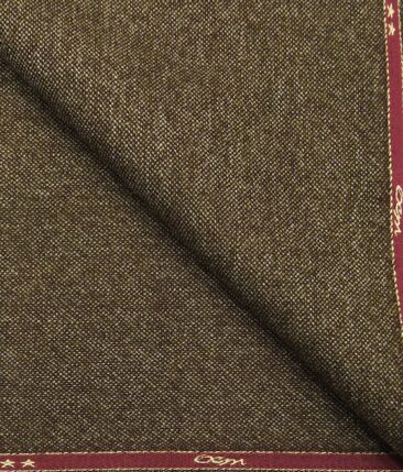 OCM Brown Self Structured 100% Pure Merino Wool Tweed Jacketing & Blazer Fabric (Unstitched - 2 Mtr)