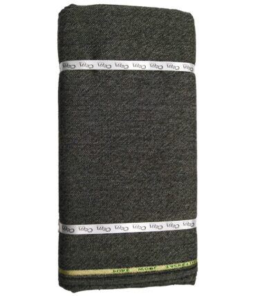 OCM Greenish Grey Self Structured 100% Pure Merino Wool Tweed Jacketing & Blazer Fabric (Unstitched - 2 Mtr)