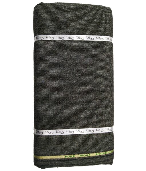 OCM Greenish Grey Self Structured 100% Pure Merino Wool Tweed Jacketing & Blazer Fabric (Unstitched - 2 Mtr)
