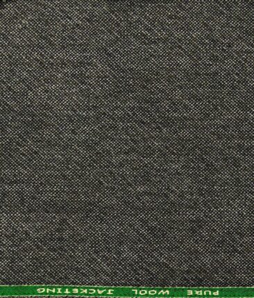 OCM Greenish Grey Self Structured 100% Pure Merino Wool Tweed Jacketing & Blazer Fabric (Unstitched - 2 Mtr)