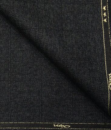OCM Black Self Checks 100% Pure Merino Wool Thick Tweed Jacketing & Blazer Fabric (Unstitched - 2 Mtr)