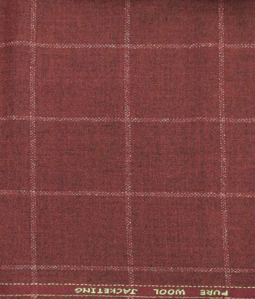 OCM Red & White Checks 100% Pure Merino Wool Thick Tweed Jacketing & Blazer Fabric (Unstitched - 2 Mtr)