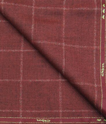 OCM Red & White Checks 100% Pure Merino Wool Thick Tweed Jacketing & Blazer Fabric (Unstitched - 2 Mtr)