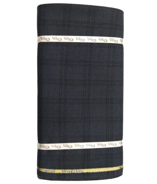 OCM Dark Seagreen & Black Checks 100% Pure Merino Wool Thick Tweed Jacketing & Blazer Fabric (Unstitched - 2 Mtr)