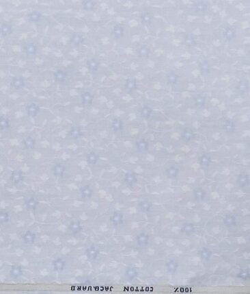 Raymond Light Sky Blue 100% Cotton Floral Jacquard Shirt Fabric (1.60 M)