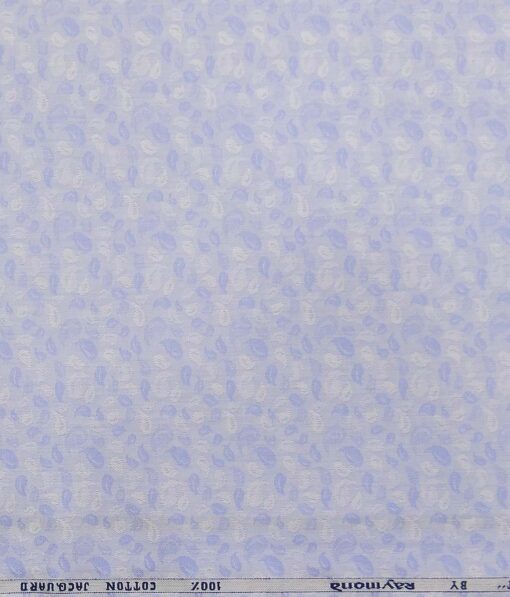 Raymond Light Blue 100% Cotton Floral Leaf Jacquard Shirt Fabric (1.60 M)