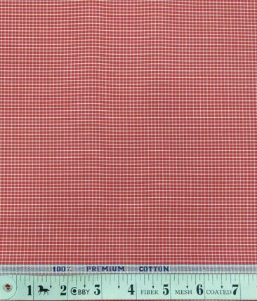 Raymond Red & White 100% Premium Cotton Checks Shirt Fabric (1.60 M)