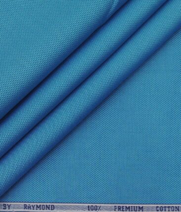 Raymond Cerulean Blue 100% Premium Cotton Structured Shirt Fabric (1.60 M)