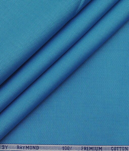 Raymond Cerulean Blue 100% Premium Cotton Structured Shirt Fabric (1.60 M)
