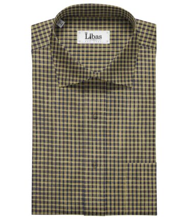 Raymond Brown & Blue 100% Giza Cotton Khadi Look Checks Shirt Fabric (1.60 M)
