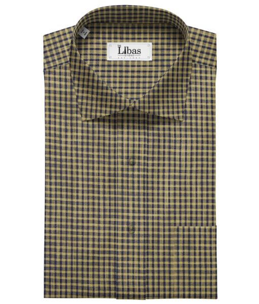Raymond Brown & Blue 100% Giza Cotton Khadi Look Checks Shirt Fabric (1.60 M)
