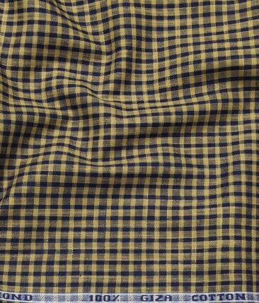 Raymond Brown & Blue 100% Giza Cotton Khadi Look Checks Shirt Fabric (1.60 M)