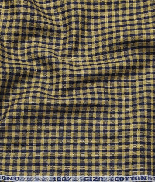 Raymond Brown & Blue 100% Giza Cotton Khadi Look Checks Shirt Fabric (1.60 M)
