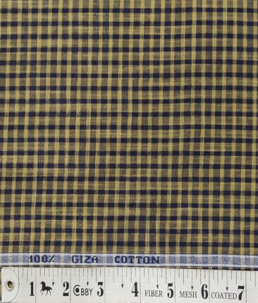 Raymond Brown & Blue 100% Giza Cotton Khadi Look Checks Shirt Fabric (1.60 M)