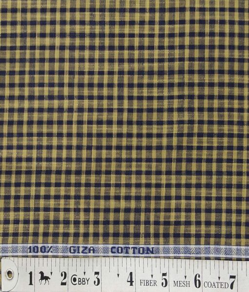 Raymond Brown & Blue 100% Giza Cotton Khadi Look Checks Shirt Fabric (1.60 M)