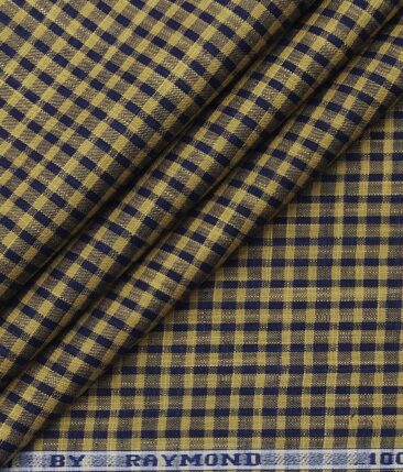 Raymond Brown & Blue 100% Giza Cotton Khadi Look Checks Shirt Fabric (1.60 M)