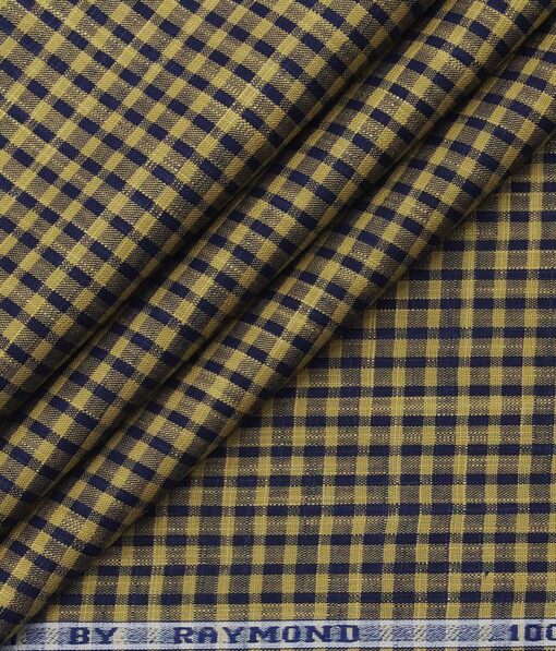 Raymond Brown & Blue 100% Giza Cotton Khadi Look Checks Shirt Fabric (1.60 M)