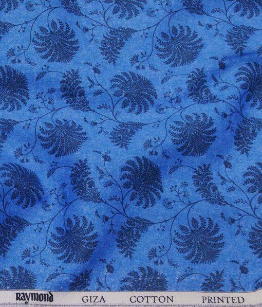 Raymond Royal Blue 100% Giza Cotton Floral Print Shirt Fabric (1.60 M)