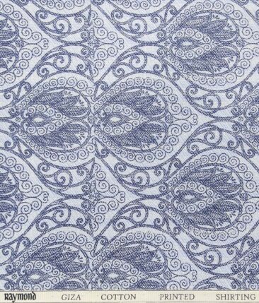 Raymond Sky Blue 100% Giza Cotton Dark Blue Damask Print Shirt Fabric (1.60 M)