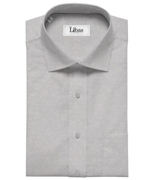 Raymond Light Grey 100% Cotton Floral Jacquard Shirt Fabric (1.60 M)