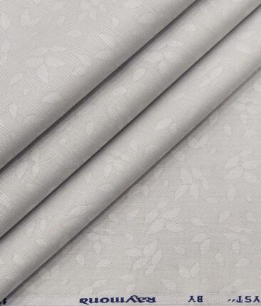 Raymond Light Grey 100% Cotton Floral Jacquard Shirt Fabric (1.60 M)
