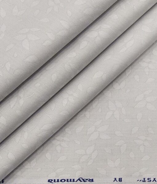 Raymond Light Grey 100% Cotton Floral Jacquard Shirt Fabric (1.60 M)