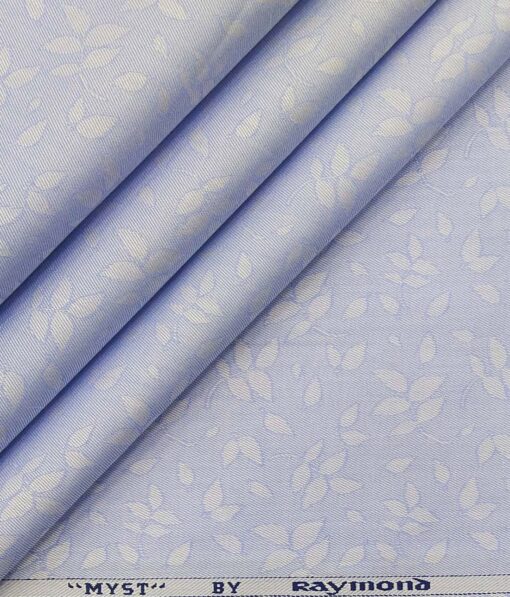Raymond Light Blue 100% Cotton Floral Jacquard Shirt Fabric (1.60 M)