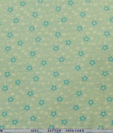 Raymond Light Green 100% Cotton Floral Jacquard Shirt Fabric (1.60 M)