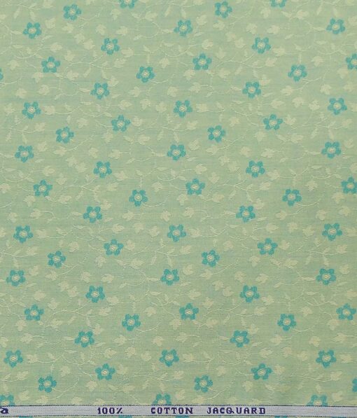 Raymond Light Green 100% Cotton Floral Jacquard Shirt Fabric (1.60 M)