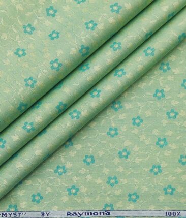 Raymond Light Green 100% Cotton Floral Jacquard Shirt Fabric (1.60 M)