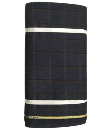 Raymond Dark Blueish Grey Checks New Merino Wool Blended Thick Tweed Jacketing & Blazer Fabric (Unstitched - 2.20 Mtr)