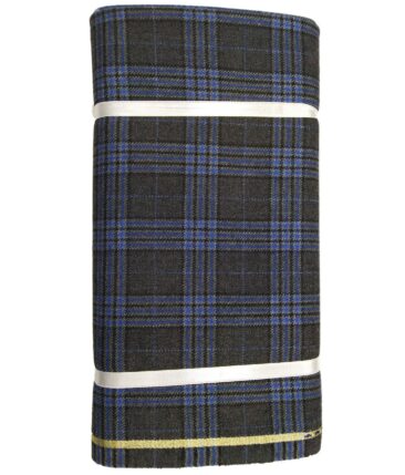 Raymond Grey & Firozi Blue Checks 100% Pure Wool Thick Tweed Jacketing & Blazer Fabric (Unstitched - 2.20 Mtr)