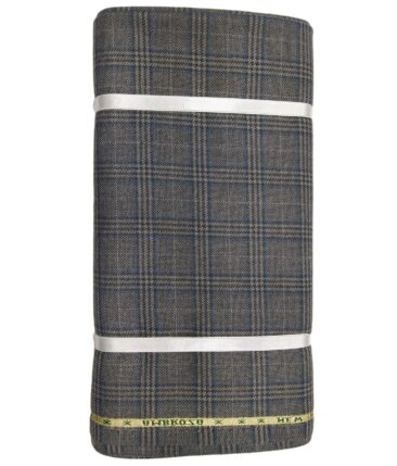 Raymond Grey & Blue Checks New Merino Wool Blended Thick Tweed Jacketing & Blazer Fabric (Unstitched - 2.20 Mtr)