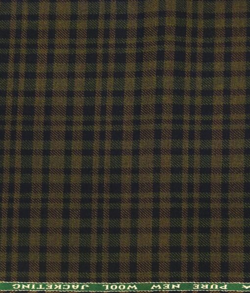 Raymond Brown Checks 100% Pure Wool Thick Tweed Jacketing & Blazer Fabric (Unstitched - 2.20 Mtr)