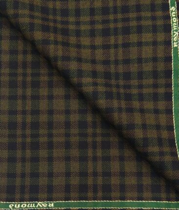 Raymond Brown Checks 100% Pure Wool Thick Tweed Jacketing & Blazer Fabric (Unstitched - 2.20 Mtr)