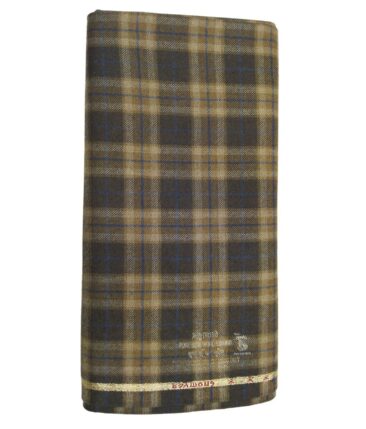 Raymond Dark & Light Brown Checks 100% Pure Wool Thick Tweed Jacketing & Blazer Fabric (Unstitched - 2.20 Mtr)