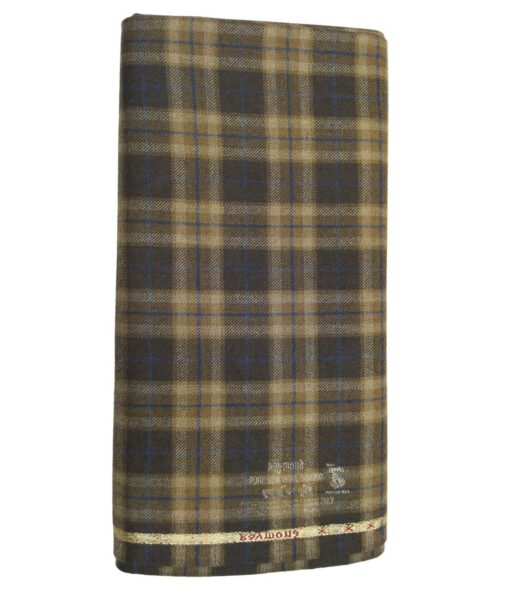 Raymond Dark & Light Brown Checks 100% Pure Wool Thick Tweed Jacketing & Blazer Fabric (Unstitched - 2.20 Mtr)