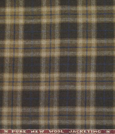 Raymond Dark & Light Brown Checks 100% Pure Wool Thick Tweed Jacketing & Blazer Fabric (Unstitched - 2.20 Mtr)
