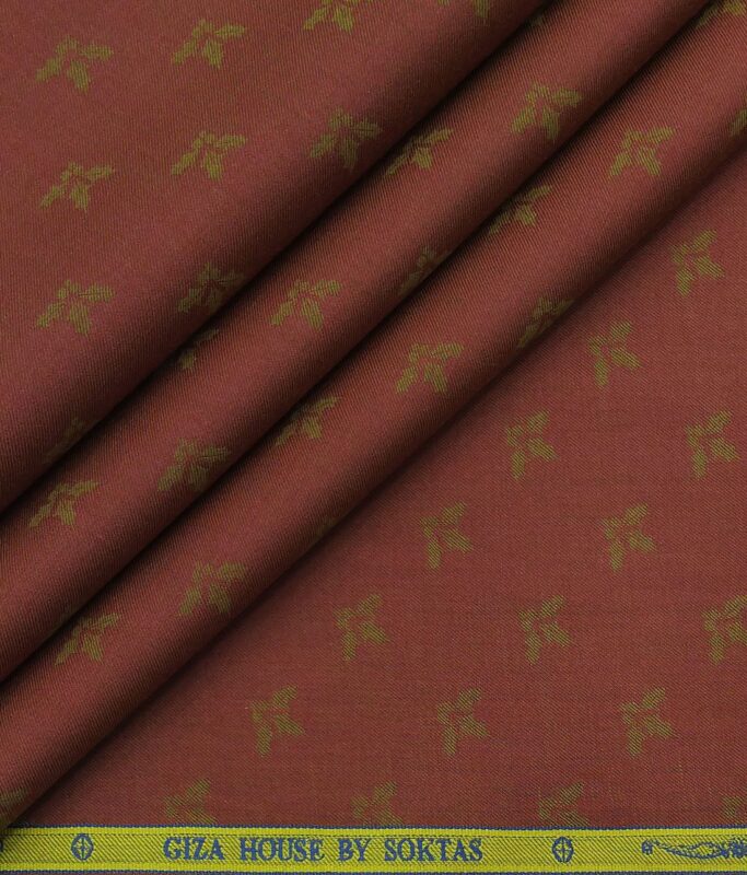 Giza House by Soktas Brick Red 100% Egyptian Giza Cotton Brown Dobby Shirt Fabric (1.60 M)