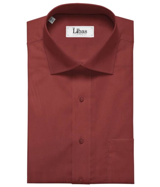 Solino 100% Premium Cotton Maroon Red Solid Satin Shirt Fabric (1.60 M)