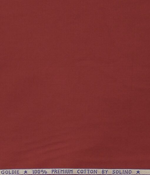 Solino 100% Premium Cotton Maroon Red Solid Satin Shirt Fabric (1.60 M)