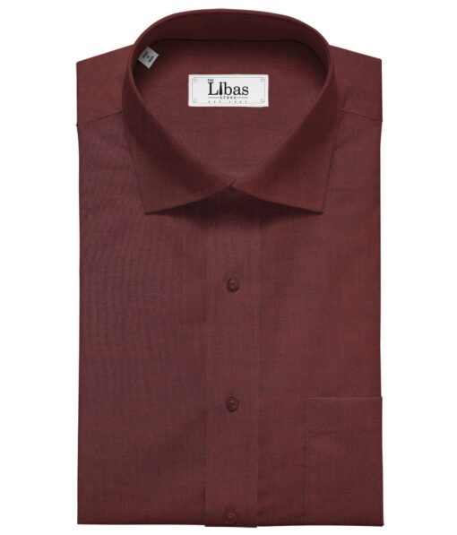 Solino 100% Giza Cotton Dark Maroon Red Solid Pin Point Oxford Shirt Fabric (1.60 M)