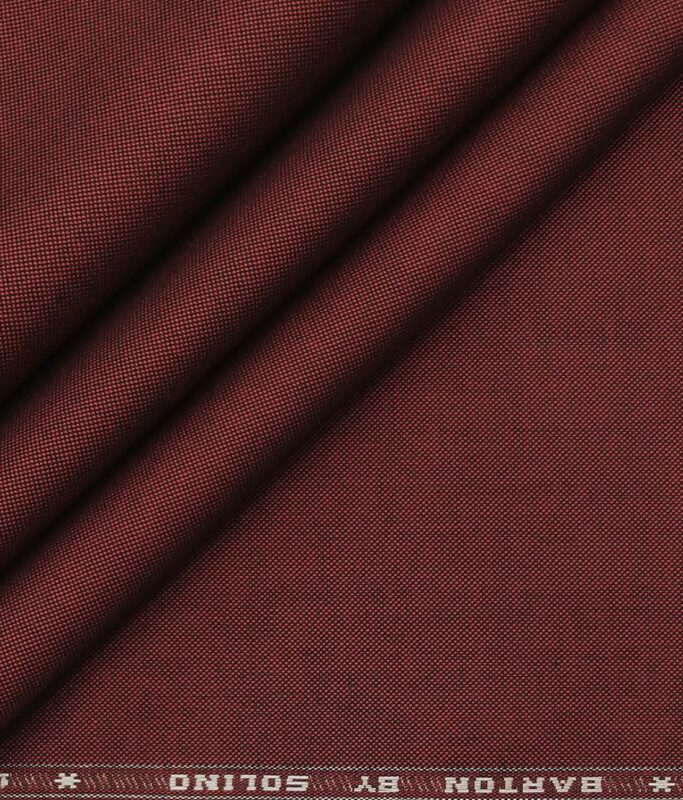 Solino 100% Giza Cotton Dark Maroon Red Solid Pin Point Oxford Shirt Fabric (1.60 M)