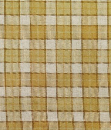 Absoluto Mustard Yellow & Beige Checks Unstitched Thick Terry Rayon Blazer Fabric