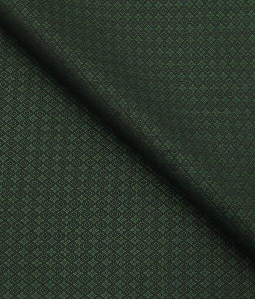 Absoluto Dark Green Jacquard Unstitched Terry Rayon Bandhgala or Blazer Fabric
