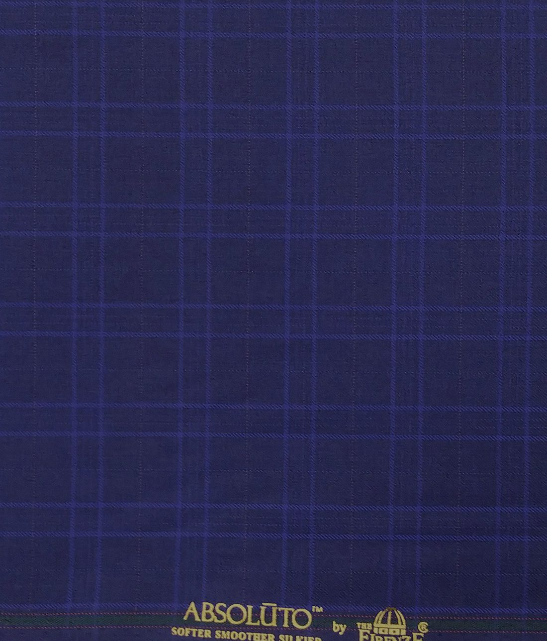 Absoluto Dark Royal Blue Broad Checks Unstitched Terry Rayon Suiting Fabric