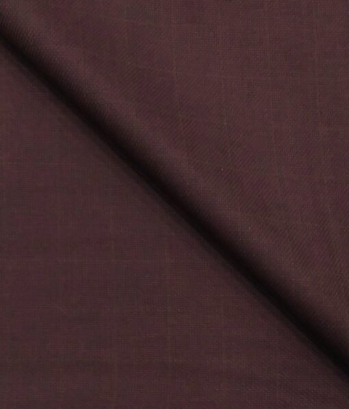 Absoluto Mahogany Red Self Checks Unstitched Terry Rayon Suiting Fabric