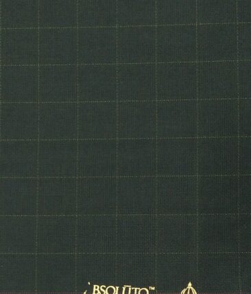 Absoluto Pine Green Self Checks Unstitched Terry Rayon Suiting Fabric